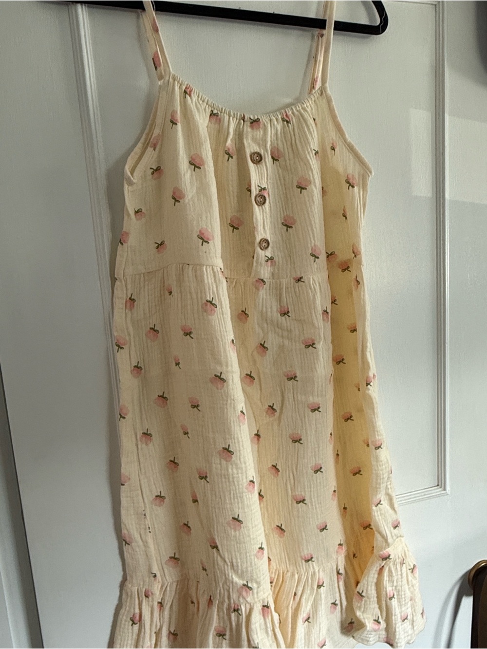 Sleeveless Cream Sundress with Pink Floral Print - Picture 2 of 6